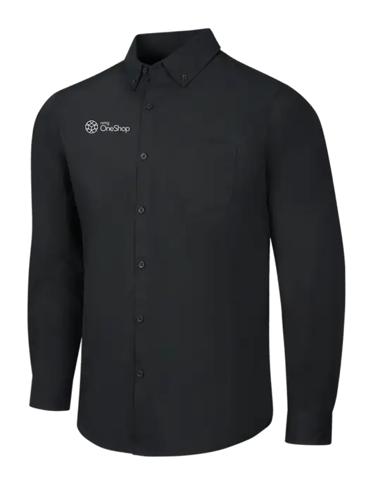 Black Long Sleeve Carefree Poplin Shirt w/OneShop Logo