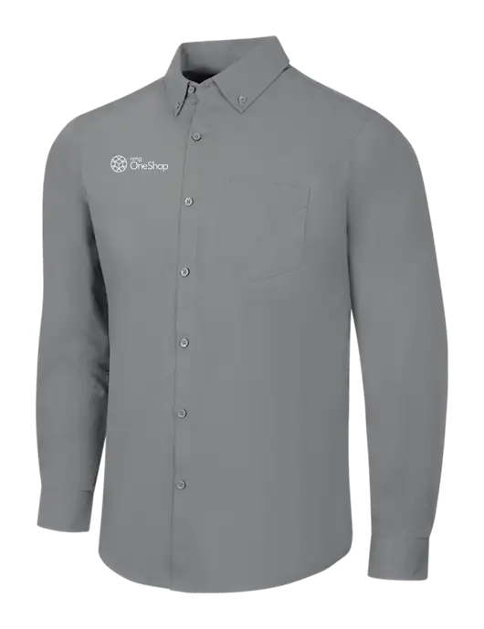 Medium Grey Long Sleeve Carefree Poplin Shirt w/OneShop Logo