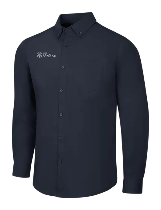 Navy Long Sleeve Carefree Poplin Shirt w/OneShop Logo