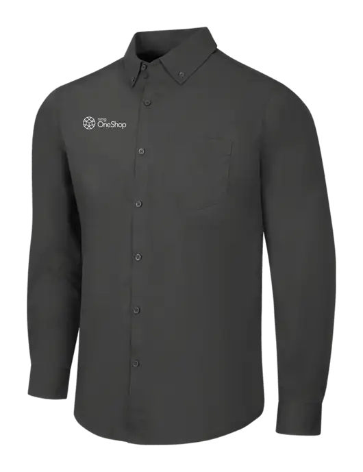Dark Grey Long Sleeve Carefree Poplin Shirt w/OneShop Logo