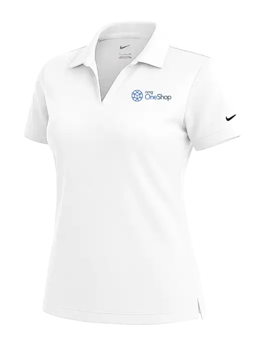 NIKE White Womens Dri-Fit Micro Pique Polo w/OneShop Logo