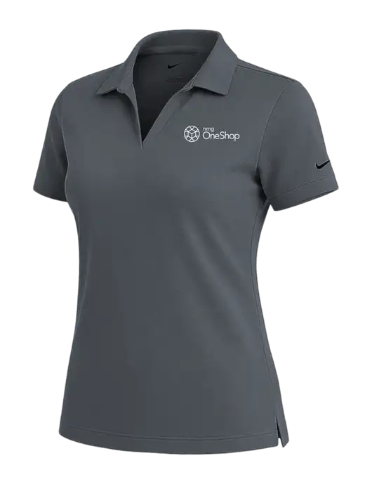 NIKE Dark Grey Womens Dri-Fit Micro Pique Polo w/OneShop Logo