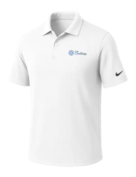 NIKE White Dri-Fit Micro Pique Polo w/OneShop Logo