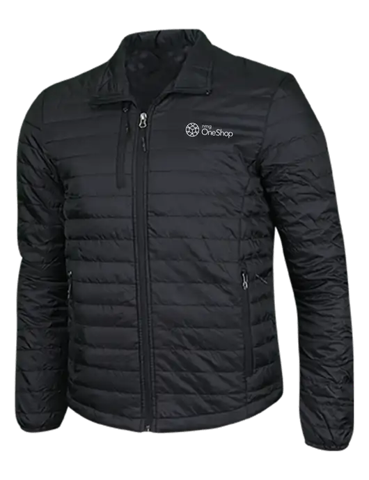 Deep Black Puffy Packable Jacket w/OneShop Logo