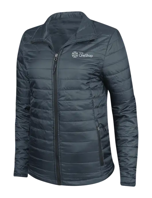 Navy Womens Puffy Packable Jacket w/OneShop Logo