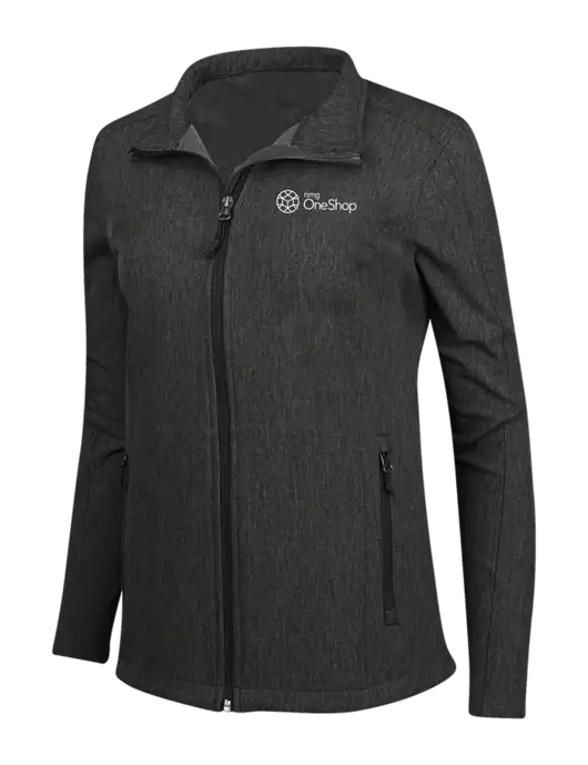 Black Charcoal Heather Womens Core Soft Shell Jacket w/OneShop Logo