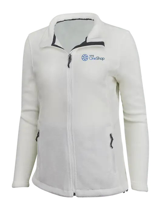 Womens White Fleece Jacket w/OneShop Logo