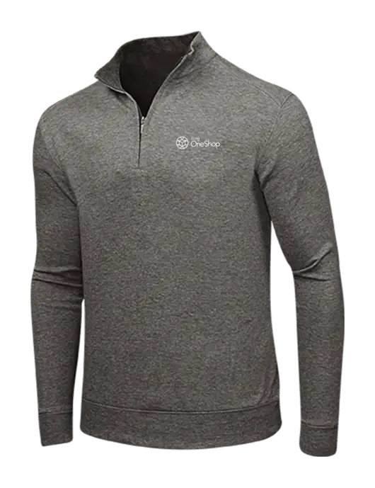 Charcoal Heather/Medium Heather Grey Interlock 1/4 Zip w/OneShop Logo