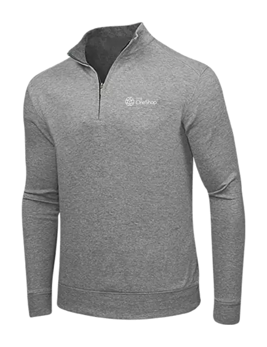 Medium Heather Grey/Charcoal Heather Interlock 1/4 Zip w/OneShop Logo