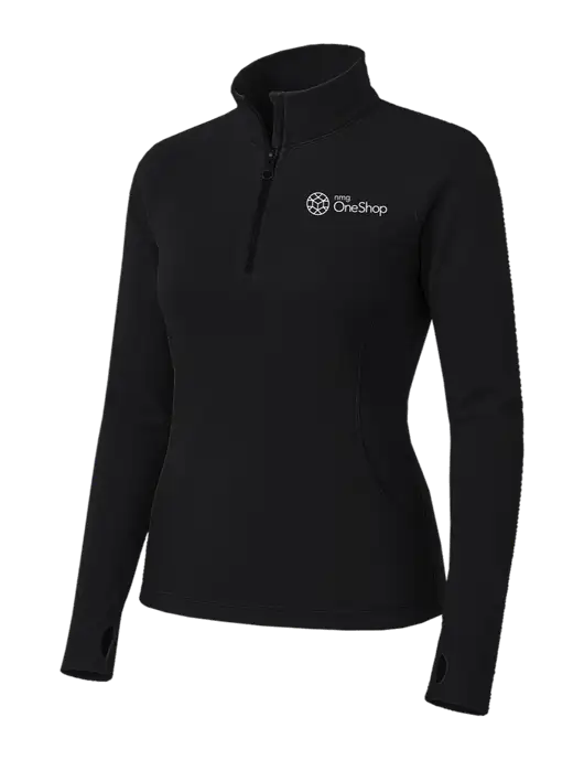 Womens Black Sport Wick Stretch 1/4 Zip Pullover w/OneShop Logo
