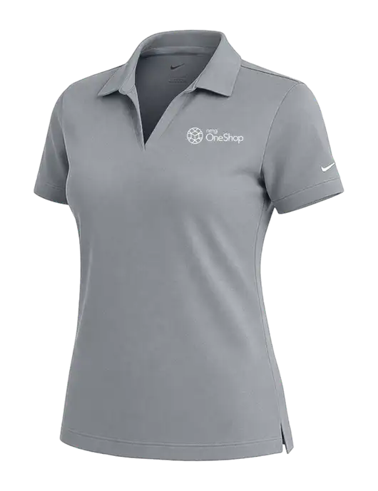 NIKE Medium Grey Womens Dri-Fit Micro Pique Polo w/OneShop Logo