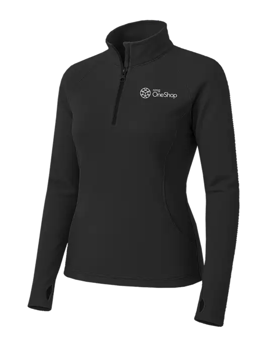 Charcoal Grey Womens Sport Wick Stretch 1/4 Zip Pullover w/OneShop Logo