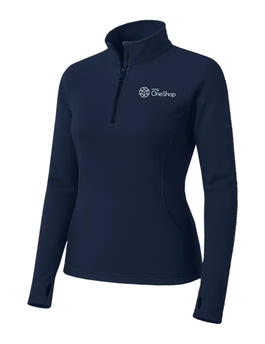 Navy Womens Sport Wick Stretch 1/4 Zip Pullover w/OneShop Logo