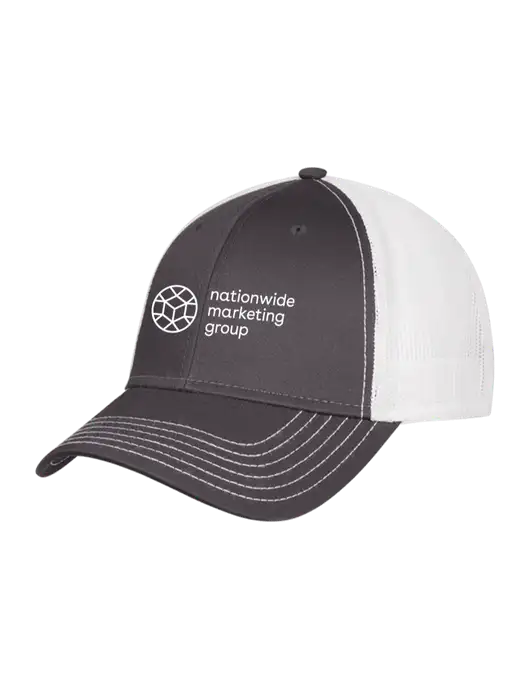 Dark Grey/White Mesh Trucker Cap Snap Back w/Nationwide Logo