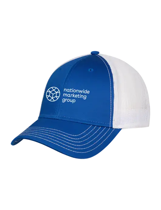 Royal & White Mesh Trucker Cap Snap Back w/Nationwide Logo
