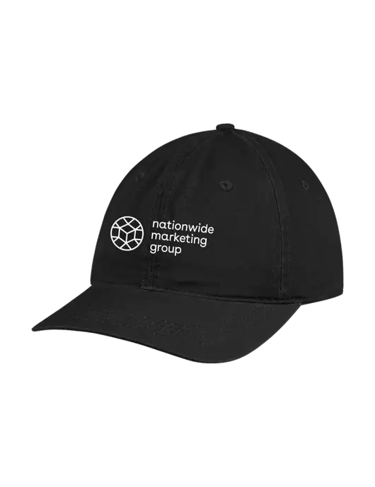 Garment Washed Unstructured Twill Black Cap w/Nationwide Logo