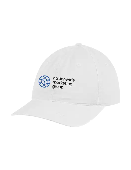 Garment Washed Unstructured Twill White Cap w/Nationwide Logo