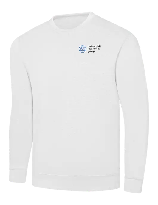 White 7.8 oz Ring Spun Crew Sweatshirt w/Nationwide Logo
