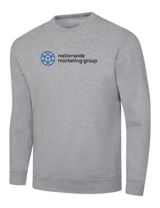 Light Grey Heather 7.8 oz Ring Spun Crew Sweatshirt w/Nationwide Logo