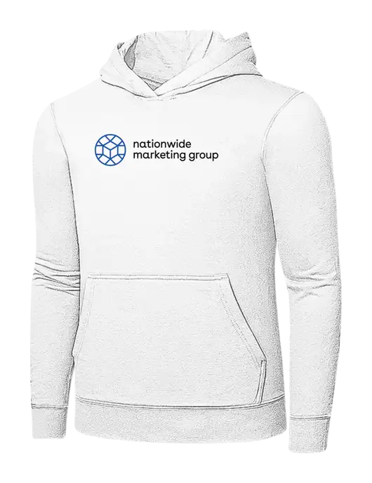 White 7.8 oz Ring Spun Hooded Sweatshirt w/Nationwide Logo