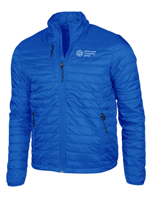 Dark Royal Blue Puffy Packable Jacket w/Nationwide Logo