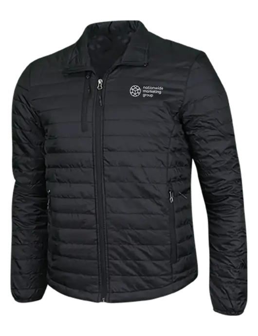 Deep Black Puffy Packable Jacket w/Nationwide Logo