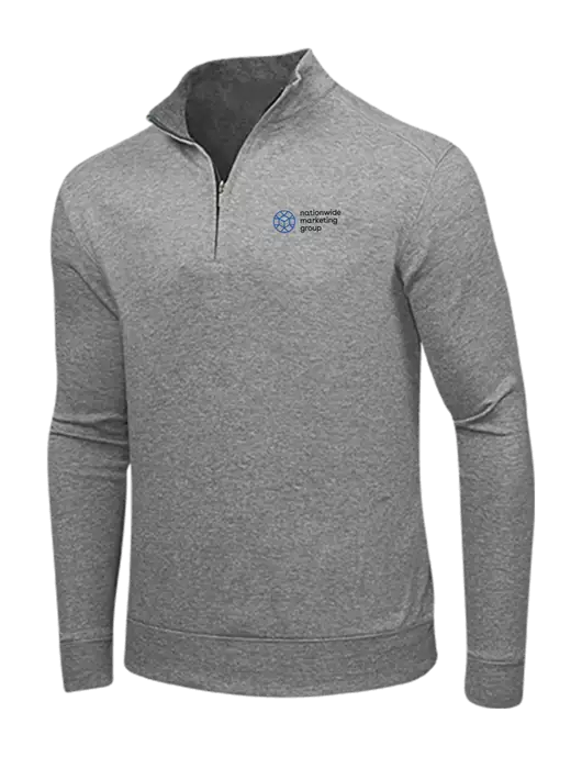 Medium Heather Grey/Charcoal Heather Interlock 1/4 Zip w/Nationwide Logo