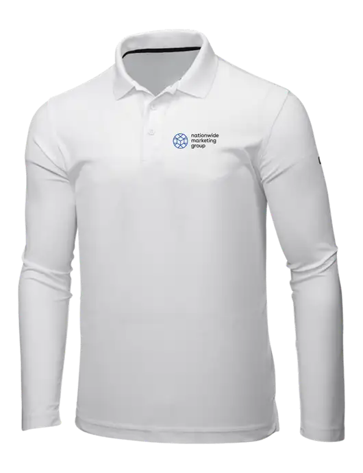 OGIO Bright White Caliber 2.0 Long Sleeve Polo w/Nationwide Logo