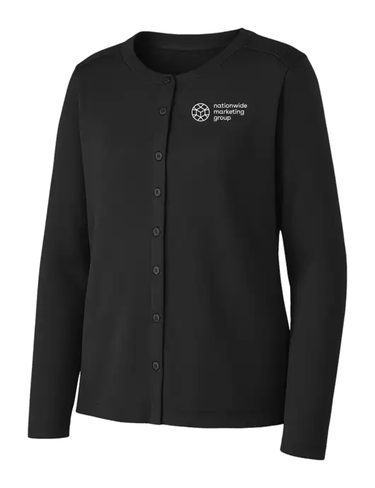 Black Womens Concept Stretch Button-Front Cardigan Sweater w/Nationwide Logo