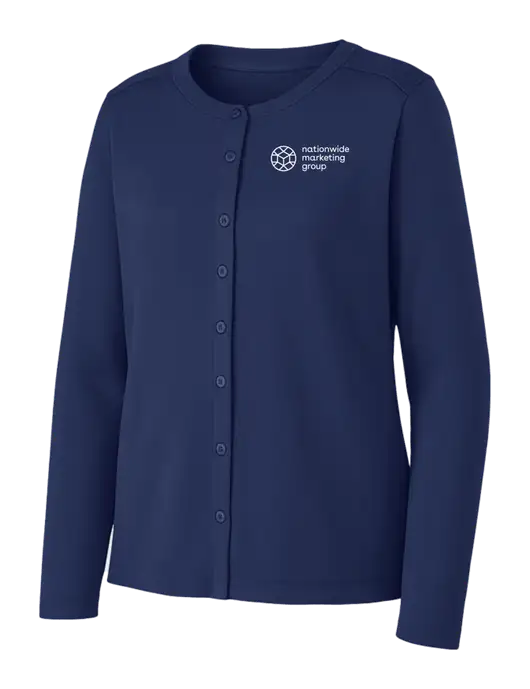 Dress Blue Navy Womens Concept Stretch Button-Front Cardigan Sweater w/Nationwide Logo