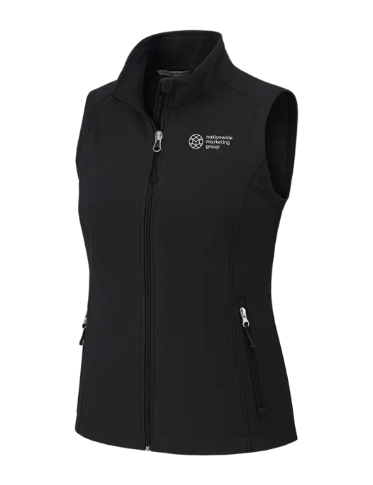 Black Womens Core Soft Shell Vest w/Nationwide Logo