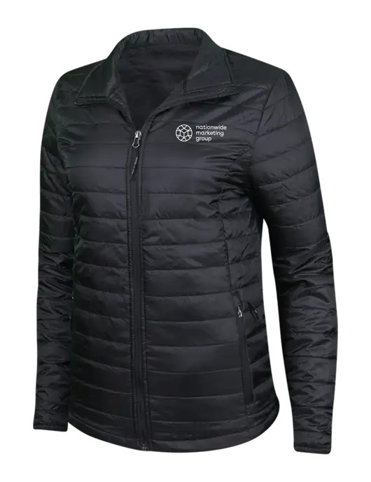 Womens Black Puffy Packable Jacket w/Nationwide Logo