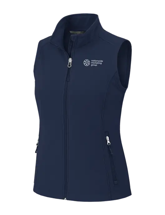 Navy Womens Core Soft Shell Vest w/Nationwide Logo