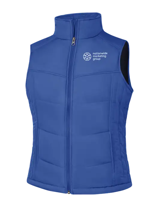 Womens Dark Royal Blue/Black Puffy Vest w/Nationwide Logo