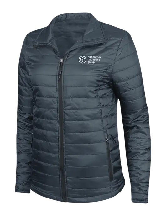 Navy Womens Puffy Packable Jacket w/Nationwide Logo