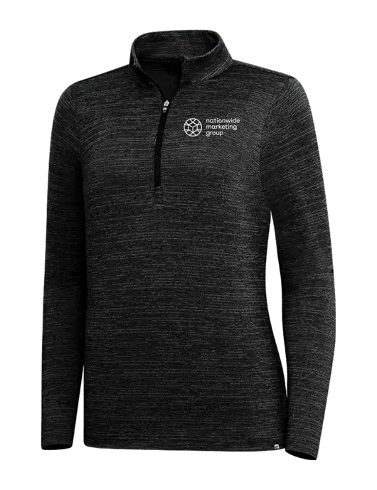 TravisMathew Black Womens Crestview 1/4 Zip w/Nationwide Logo