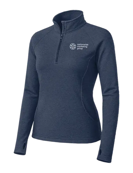 Navy Heather Womens Sport Wick Stretch 1/4 Zip Pullover w/Nationwide Logo