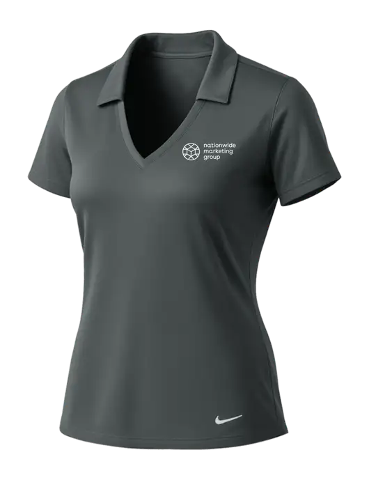 NIKE Dark Grey Womens Dri-Fit Vertical Mesh Polo w/Nationwide Logo