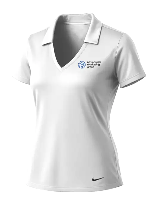 NIKE White Womens Dri-Fit Vertical Mesh Polo w/Nationwide Logo