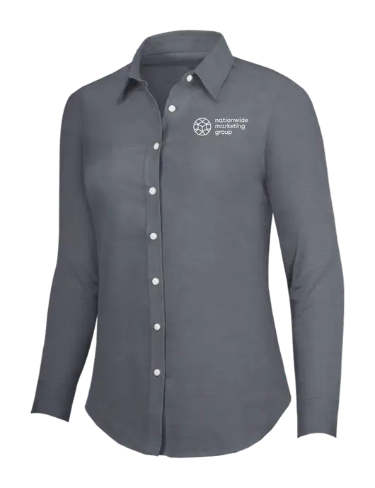 Dark Grey Womens SuperPro Oxford Shirt w/Nationwide Logo
