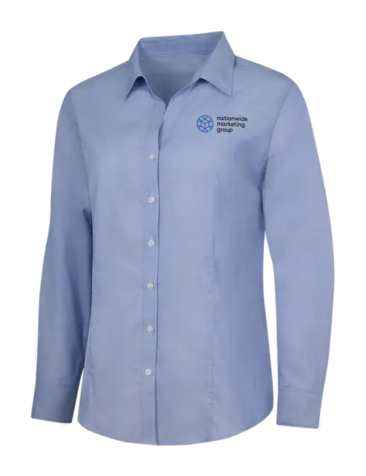 Light Slate Blue Womens Crosshatch Easy Care Shirt w/Nationwide Logo