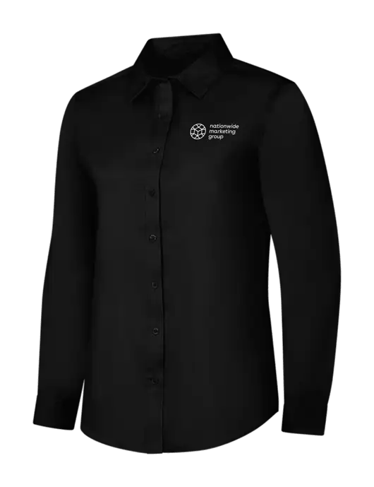 Womens Black Long Sleeve Superpro React Twill Shirt w/Nationwide Logo