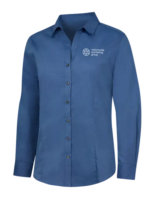 Light Navy Womens Crosshatch Easy Care Shirt w/Nationwide Logo
