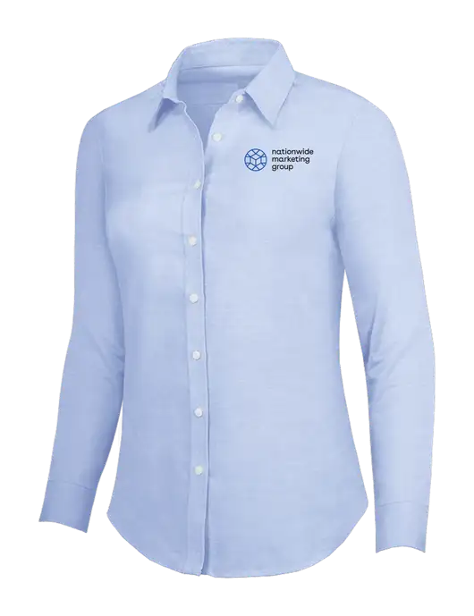 Light Blue Womens SuperPro Oxford Shirt w/Nationwide Logo