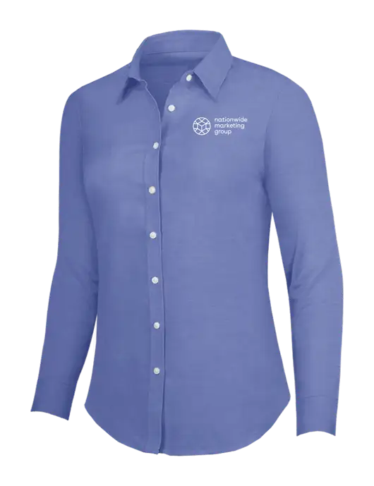 Navy Womens SuperPro Oxford Shirt w/Nationwide Logo