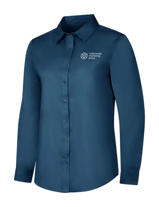 Light Navy Womens Long Sleeve Superpro React Twill Shirt w/Nationwide Logo