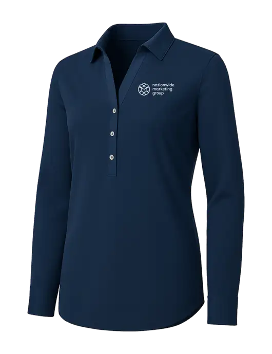 Womens Navy City Stretch Shirt w/Nationwide Logo