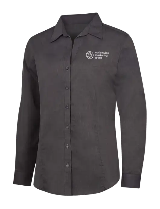 Womens Soft Black Crosshatch Easy Care Shirt w/Nationwide Logo