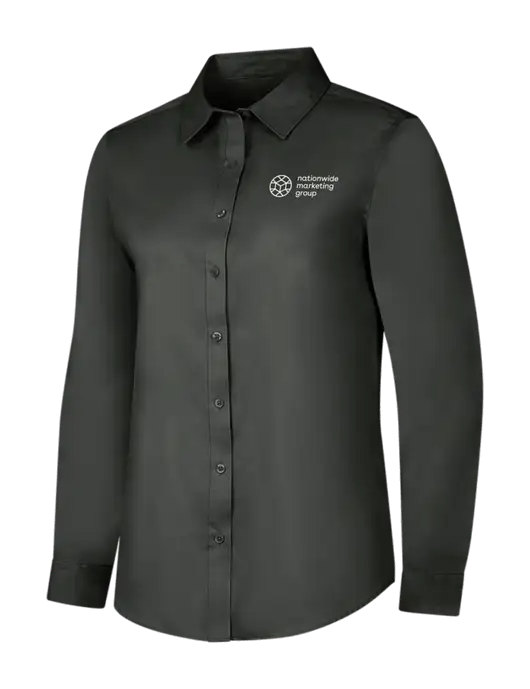 Dark Grey Womens Long Sleeve Superpro React Twill Shirt w/Nationwide Logo