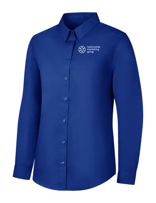 Womens Royal Long Sleeve Carefree Poplin Shirt w/Nationwide Logo